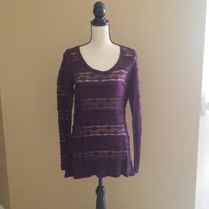 Purple Express lace long sleeve top